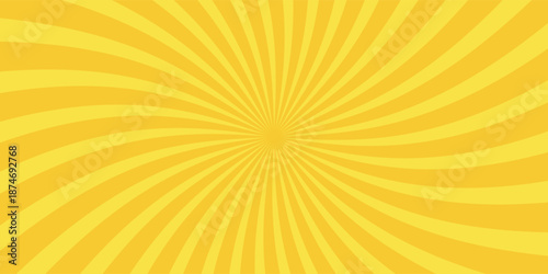 Yellow banner with Sun rays, yellow lines background, light