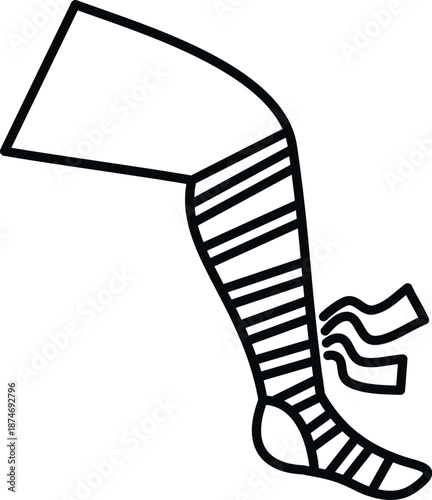 Bandaged lower leg showing medical treatment for an injury or sprain