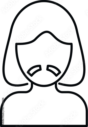 Woman outline icon showing facial hair and profile