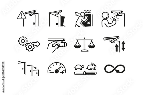 Icons correction usage position door vector logic awareness closer silhouette misuse icon