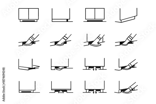 Vacuum recessed icon calm gap nozzle vector toe silhouette defined kick opening