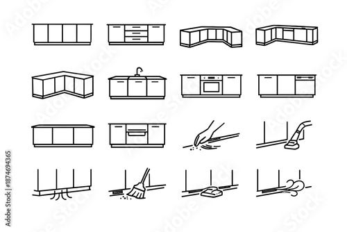 Organization minimalist access icons uninterrupted icon vector continuous cabinet recess layout along