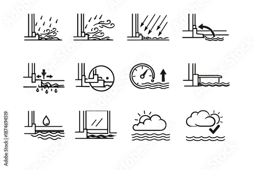 Icons awareness arrows rain icon weather angled focus proofing calm intrusion vector
