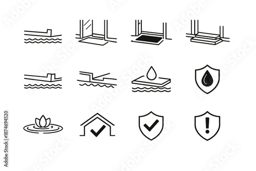 Safety zone balcony silhouette icon floor vector barrier interior door protection