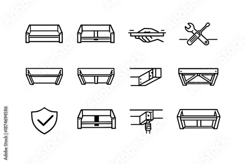 Brace drawer icon reinforcement panel logic presence vector rail calm center silhouette