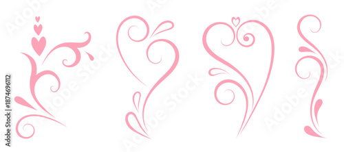 Decorative ornament in the form of a heart. Vector illustration. Valentines day. Set calligraphic elements for wedding invitations, cards.