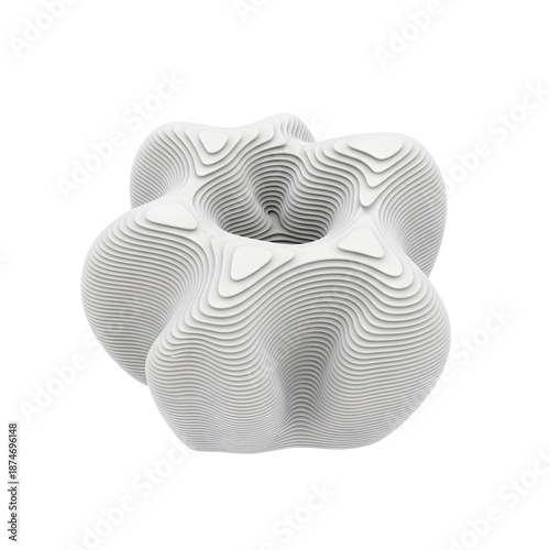 Layered Contour Shape Inspired by Topographic Maps, Isolated Single Object on transparent Background No Shadow