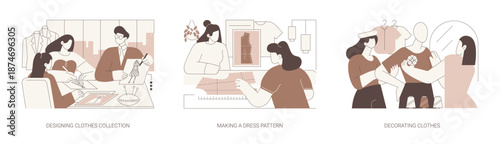 Becoming a fashion designer isolated cartoon vector illustrations se