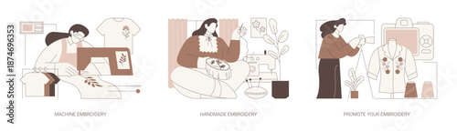 Custom embroidery isolated cartoon vector illustrations se