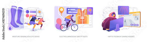 Smart Textiles Scalability abstract concept vector illustrations.