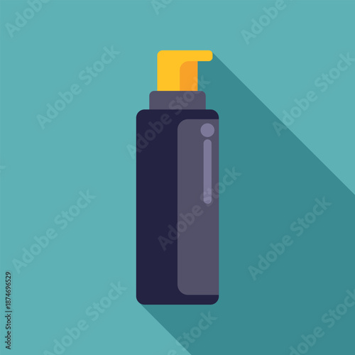 Flat design illustration showing a pump bottle container with long shadow