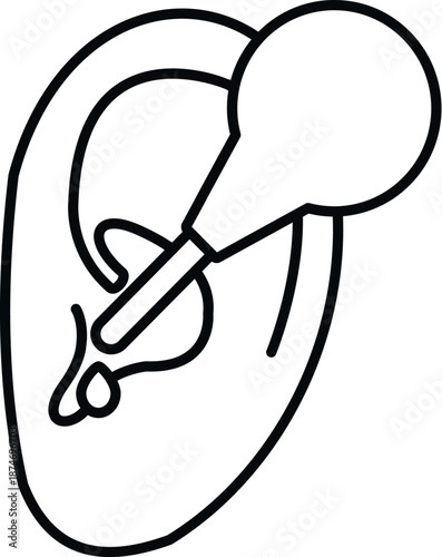 Ear receiving medicine drops from a pipette