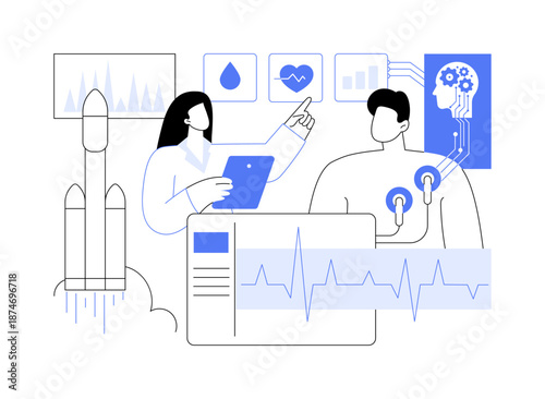 AI-Augmented Astronaut Health Monitoring abstract concept vector illustration.