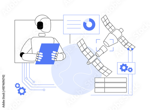 AI-Smart Automated Docking Maneuvers abstract concept vector illustration.