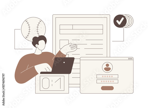 Sport betting license isolated cartoon vector illustrations.
