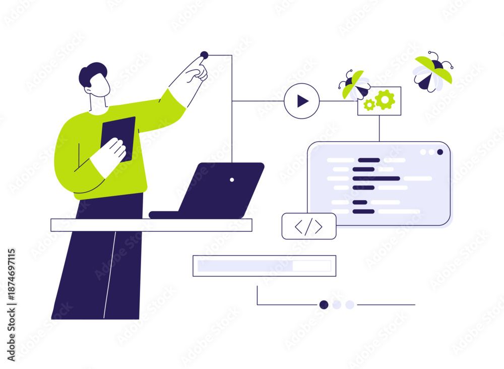 Obraz premium Automated testing abstract concept vector illustration.