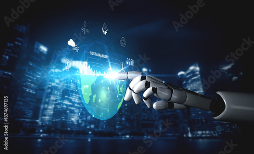 Foto The concept of using AI for sustainability and green energy management