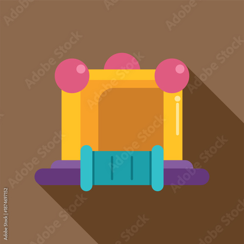 Colorful inflatable castle providing kids entertainment and playground fun