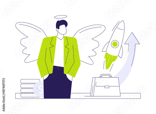 Business angel abstract concept vector illustration.