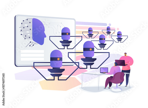 Swarm Robotics Research Platform abstract concept vector illustration.