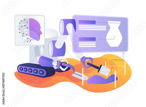 Robotic Archaeology Excavator abstract concept vector illustration.