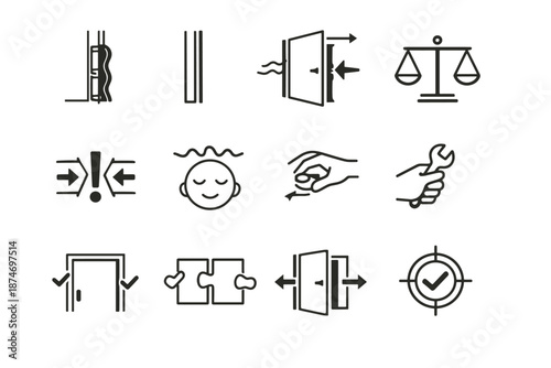 Door vector adjustment uneven pressure awareness fit edge calm minimalist seal side