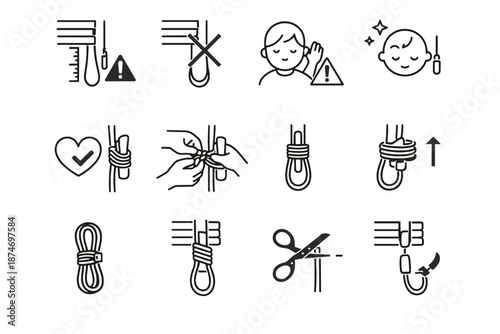 Blind correction risk icon logic warning vector safety window excess dangling cue