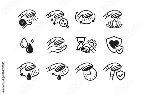 Logic smooth check upkeep shower vector head icon longevity rotation avoidance limescale