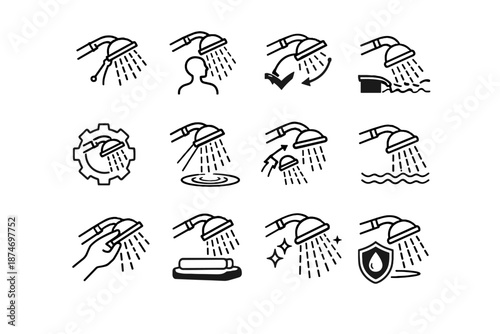 Functional reliability vector shower minimalist mindset habits head calm ease icon tuning