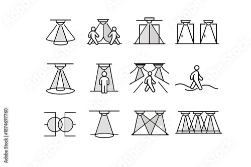 Motion icon entry logic exit calm minimal doorway overlap sensor activation seamless