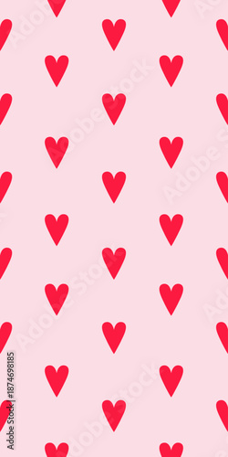 Valentine web banner, red Hearts on pink background, Seamless pattern