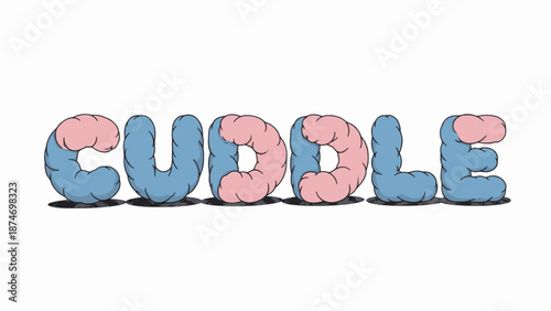 Cuddle text in large bulky font blue pink