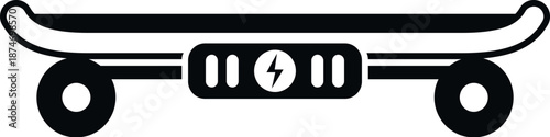 Electric skateboard silhouette with a lightning symbol representing power and eco friendly travel