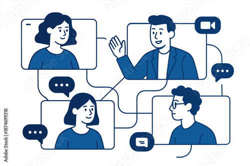 Virtual meeting with diverse characters in video call interface