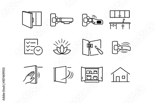 Hinge silhouette door mindful everyday habits overview vector icon gentle clean minimalist