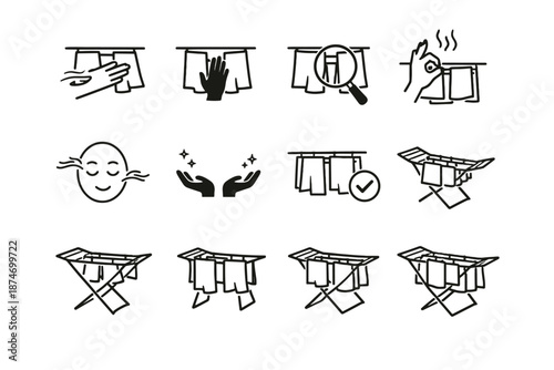 Icon silhouette setup rack laundry verification quick icons gap pass confirmation ready