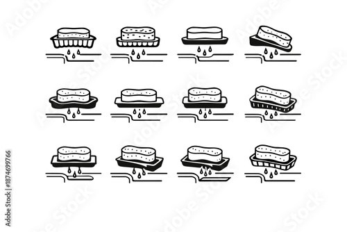 Focus position vector raised icon drainage kitchen calm sponge icons holder rim