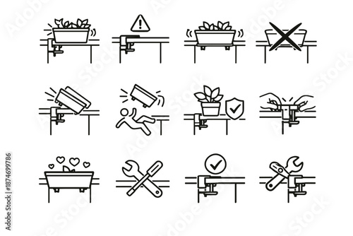 Planter icons too clamp warning vector risk awareness calm icon balcony logic