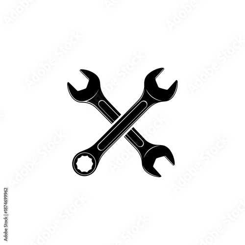 Crossed Wrenches Illustration on White Background.