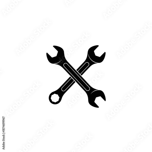 Crossed Wrenches Tool Illustration Isolated White.