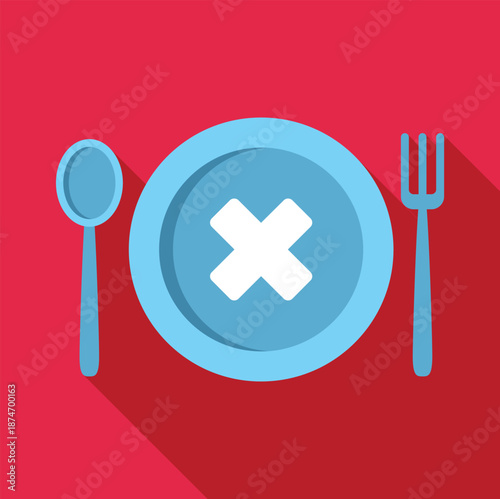 Representing diet, fasting, or abstaining from food with an icon on a plate