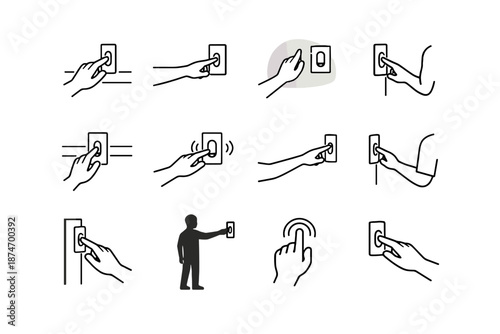 Extended arm press reach vector icons logic ergonomic zone hand icon silhouette