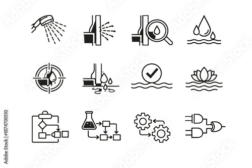 Calm vector test seal silhouette verification shower icon toward stream