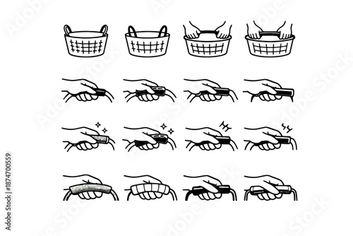 Material laundry rigid icon selection soft icons calm logic basket vector hard