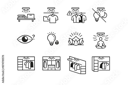 Vector prevention hanging logic clothes obstruction sensor closet icons calm focus clothing