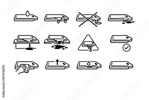 Awareness collection cue countertop prevention correction vector groove icon kitchen mess calm