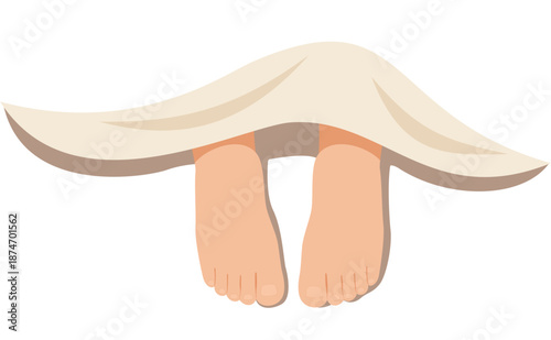 Couple feet sticking out under blanket – cozy morning cuddle illustration