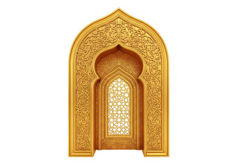 ornate golden islamic archway with intricate geometric patterns