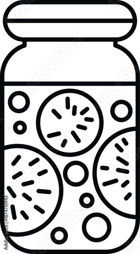 Jar containing preserved vegetables and spices, featuring an editable vector icon