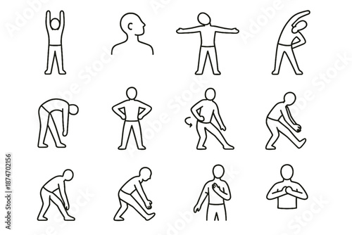 Morning calf icons rotation openers deep icon release opening neck bend vector